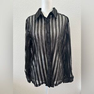 Alfred Dunner Black and Gray Sheer Blouse size 12p